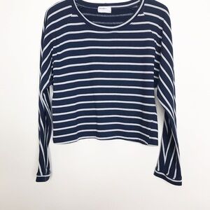 allen allen navy/white striped top dolman sleeves